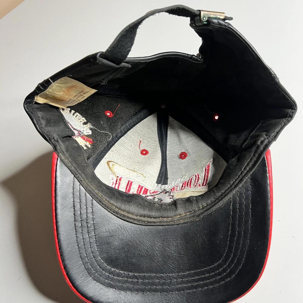 Vintage Louisville Cardinals Hat Cap Strap Back Mens One Size Black Leather NCAA - Picture 7 of 7
